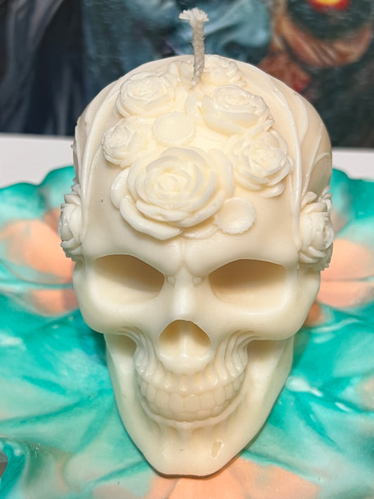 Skull Rose Candle