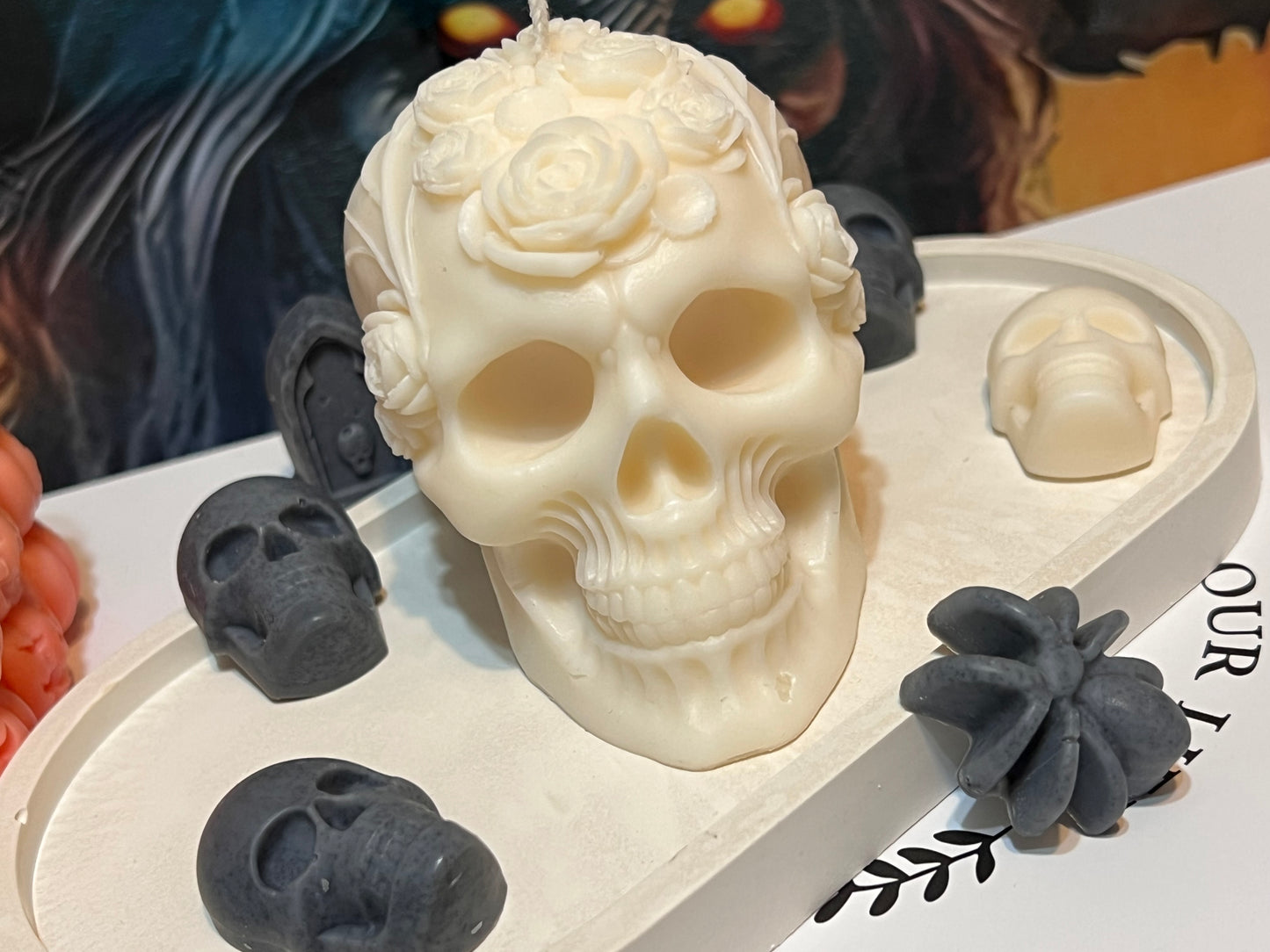 Skull Rose Candle