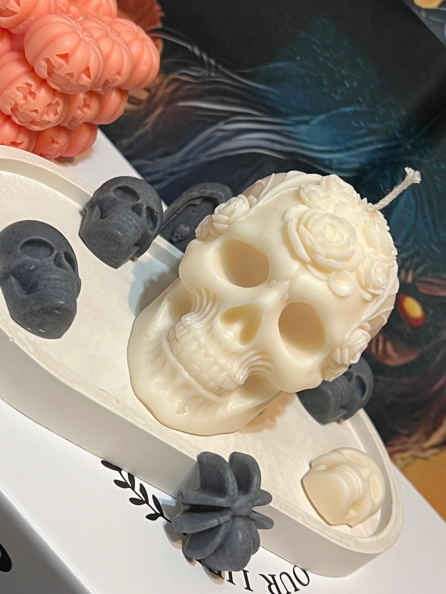 Skull Rose Candle