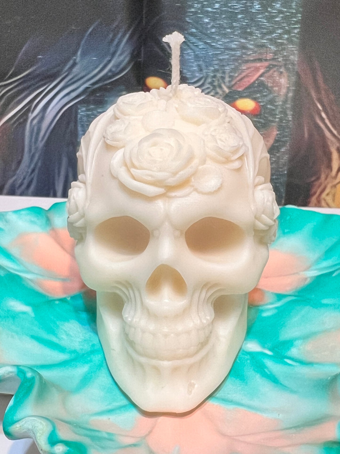 Skull Rose Candle