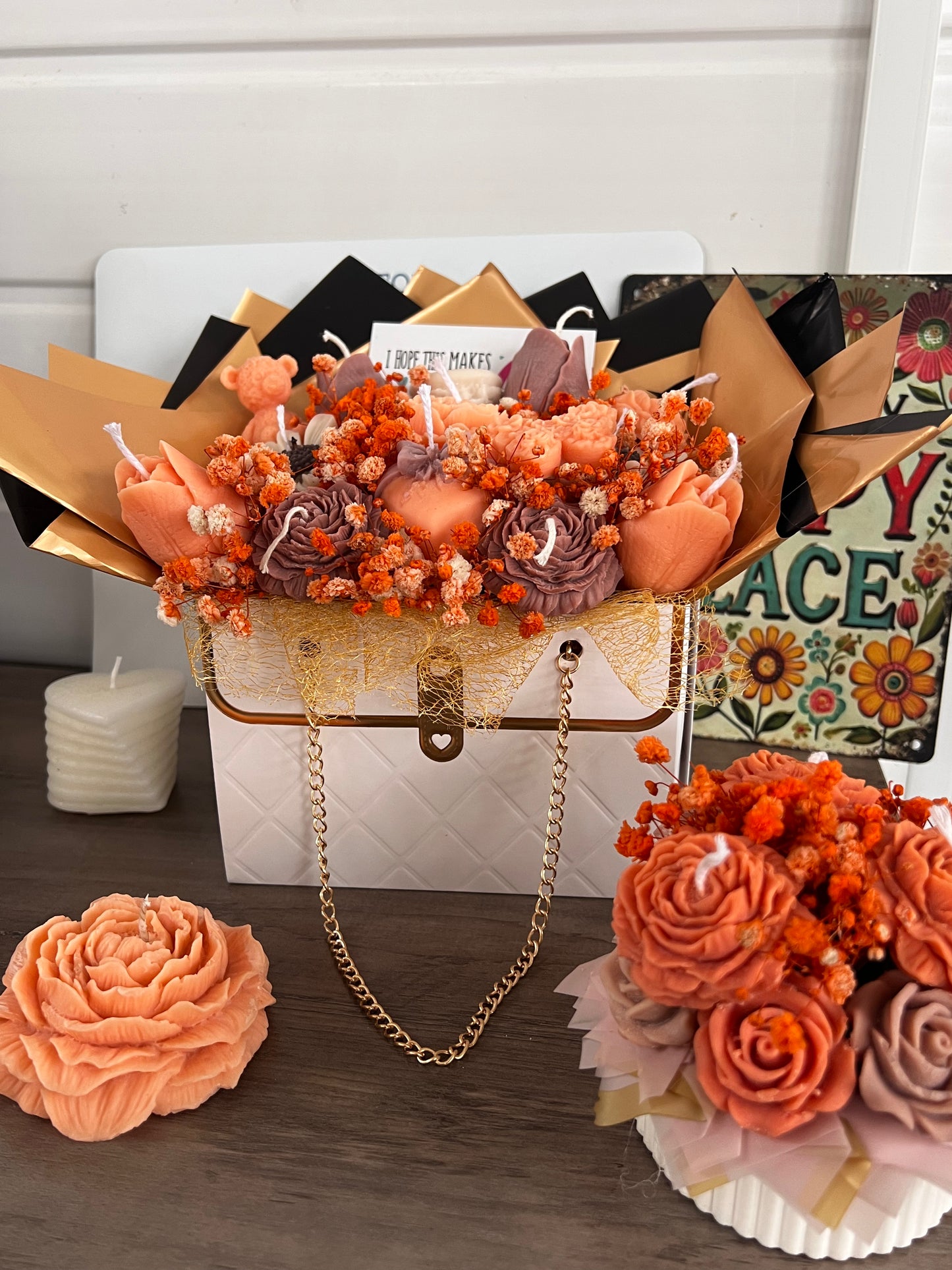 Candle Flower Bouquet Autumn Glow