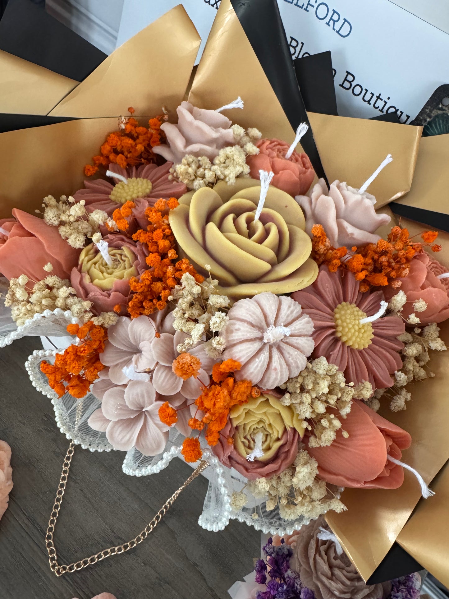 Candle Flower Bouquet Autumn Glow