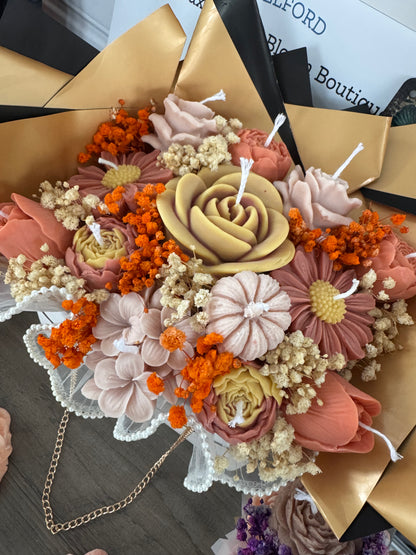 Candle Flower Bouquet Autumn Glow